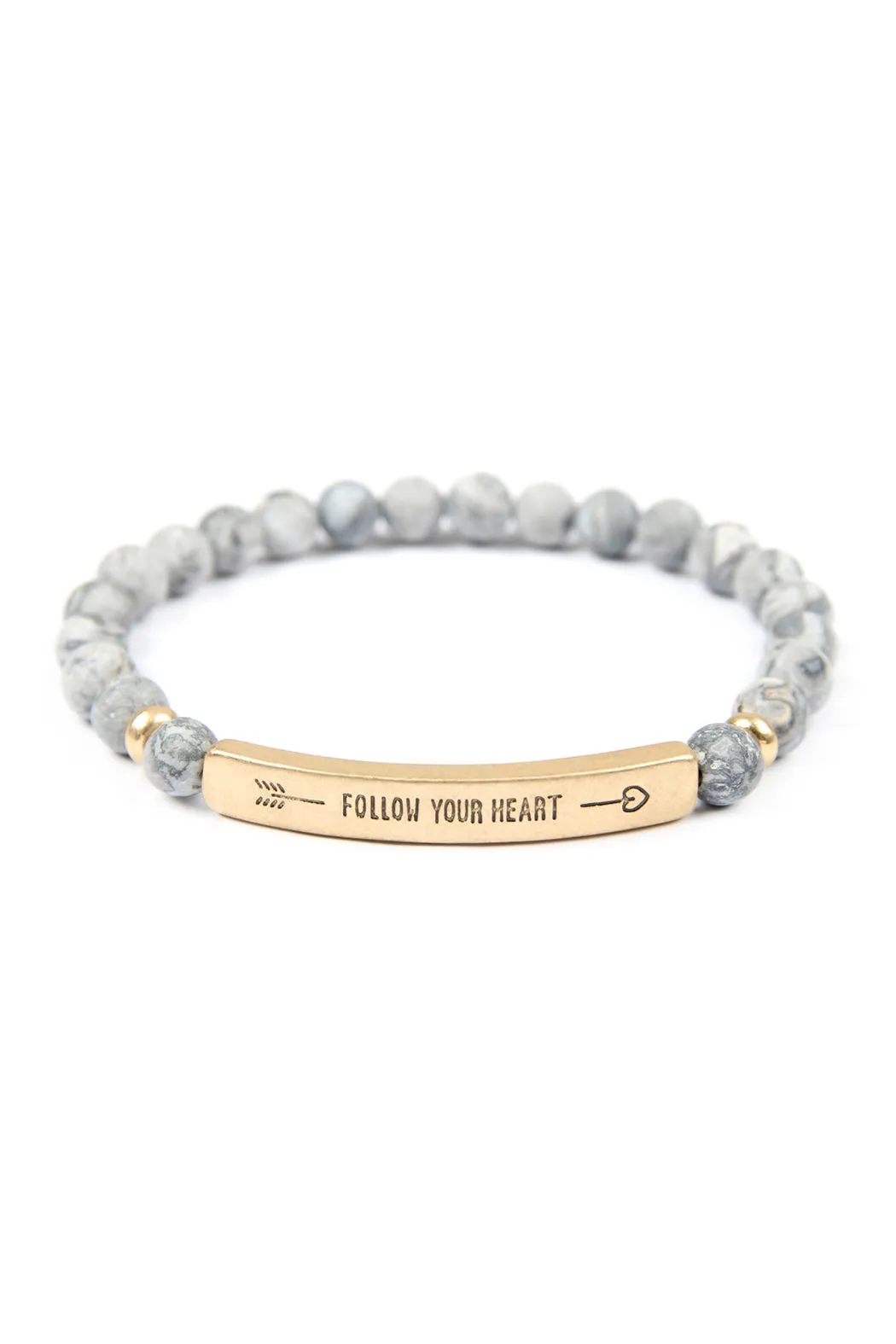 FOLLOW YOUR HEART NATURAL STONE STRETCH BRACELET