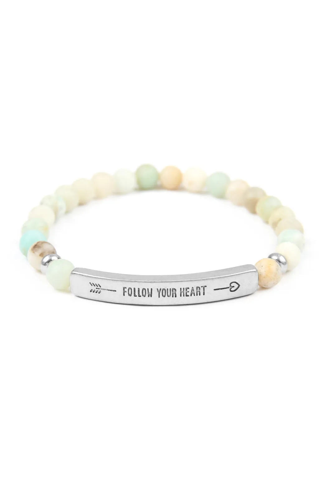 FOLLOW YOUR HEART NATURAL STONE STRETCH BRACELET