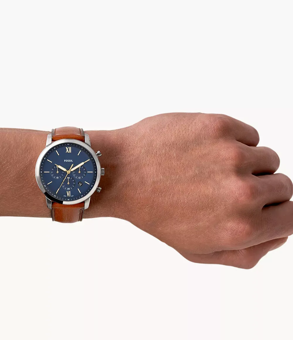 Fossil Neutra Chronograph Brown Leather 44mm Mens Watch