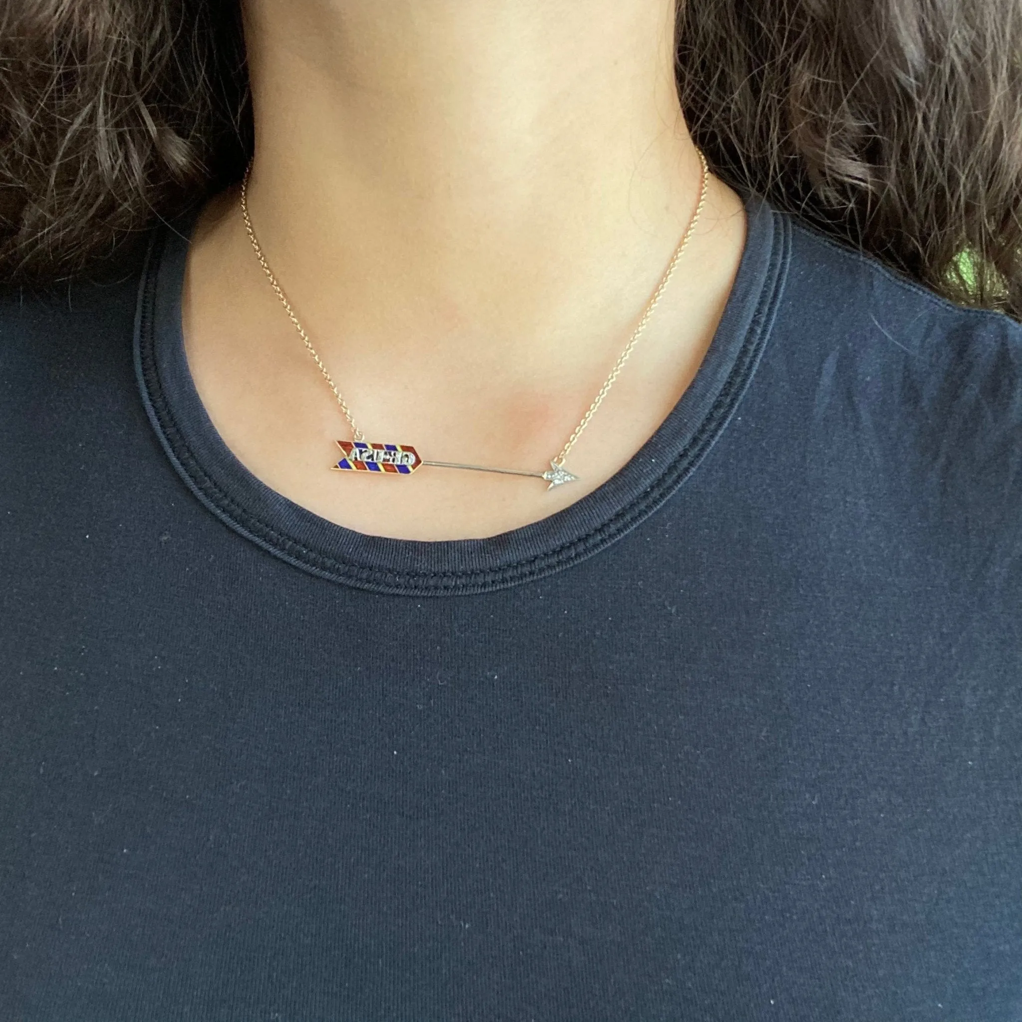 GB, USA Diamond Arrow Pendant