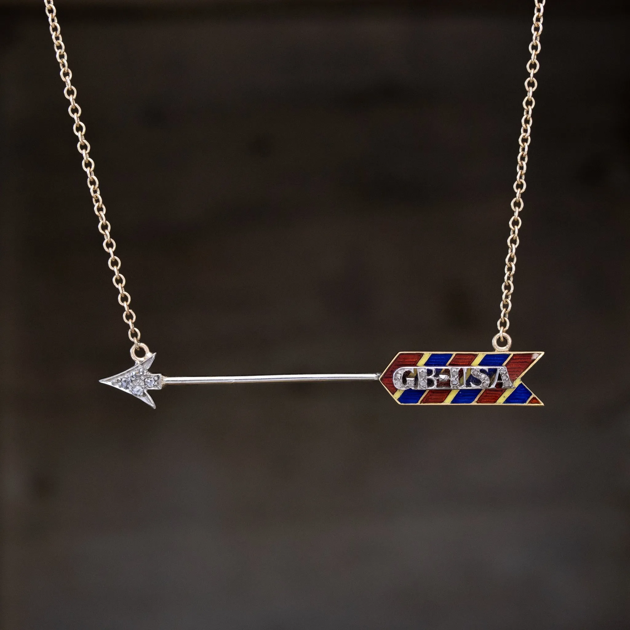 GB, USA Diamond Arrow Pendant