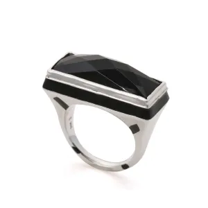 GEO BLACK FACETED RING