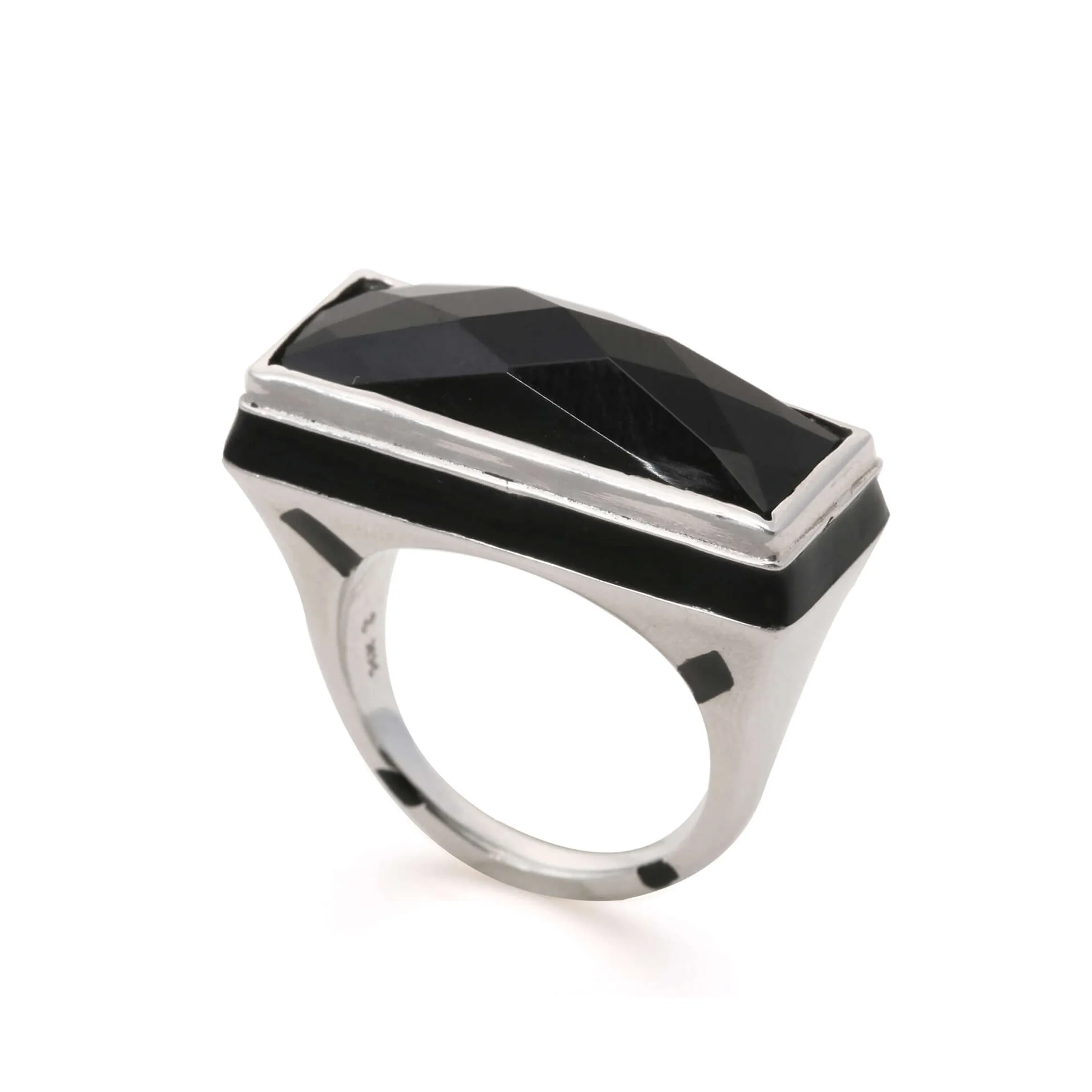 GEO BLACK FACETED RING