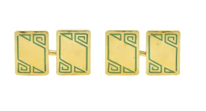 Geoffroy & Co. Art Deco Enamel 14 Karat Gold Men's Cufflinks