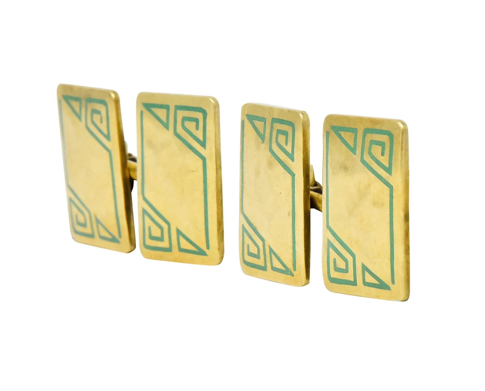 Geoffroy & Co. Art Deco Enamel 14 Karat Gold Men's Cufflinks