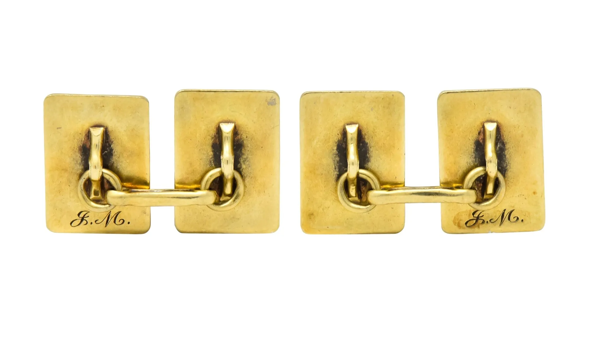 Geoffroy & Co. Art Deco Enamel 14 Karat Gold Men's Cufflinks