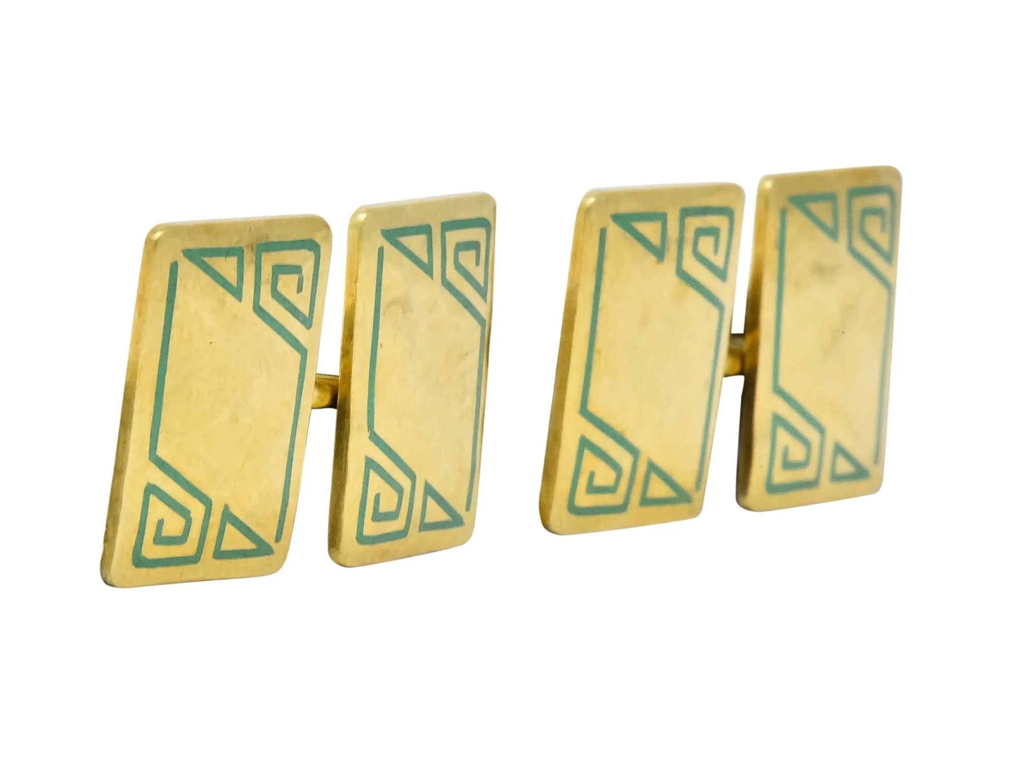 Geoffroy & Co. Art Deco Enamel 14 Karat Gold Men's Cufflinks