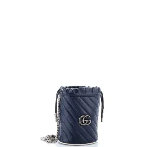 GG Marmont Bucket Bag Diagonal Quilted Leather Mini