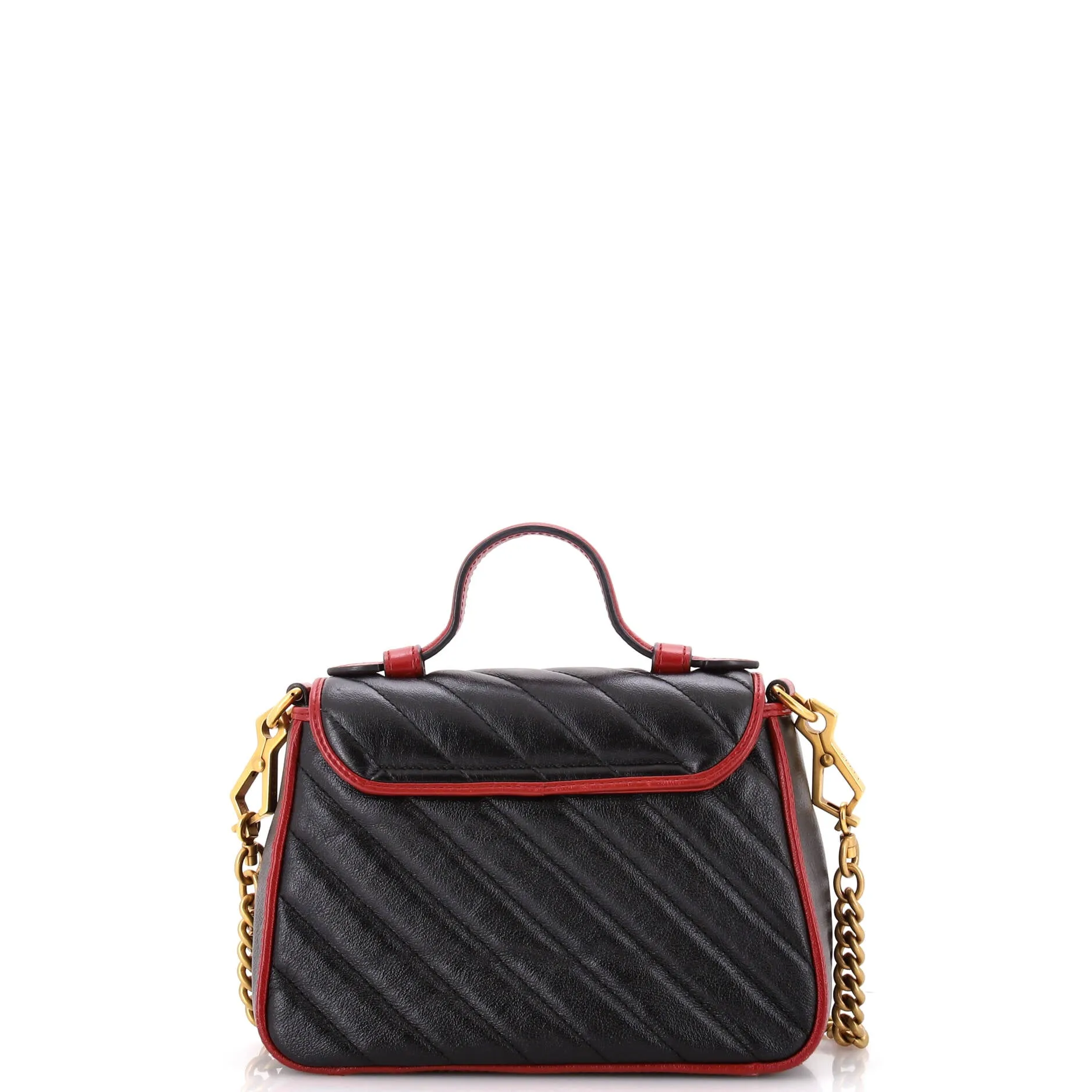 GG Marmont Top Handle Flap Bag Diagonal Quilted Leather Mini