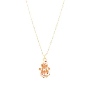 Gingerbread Girl Enamel Charm Necklace Children's Jewelry