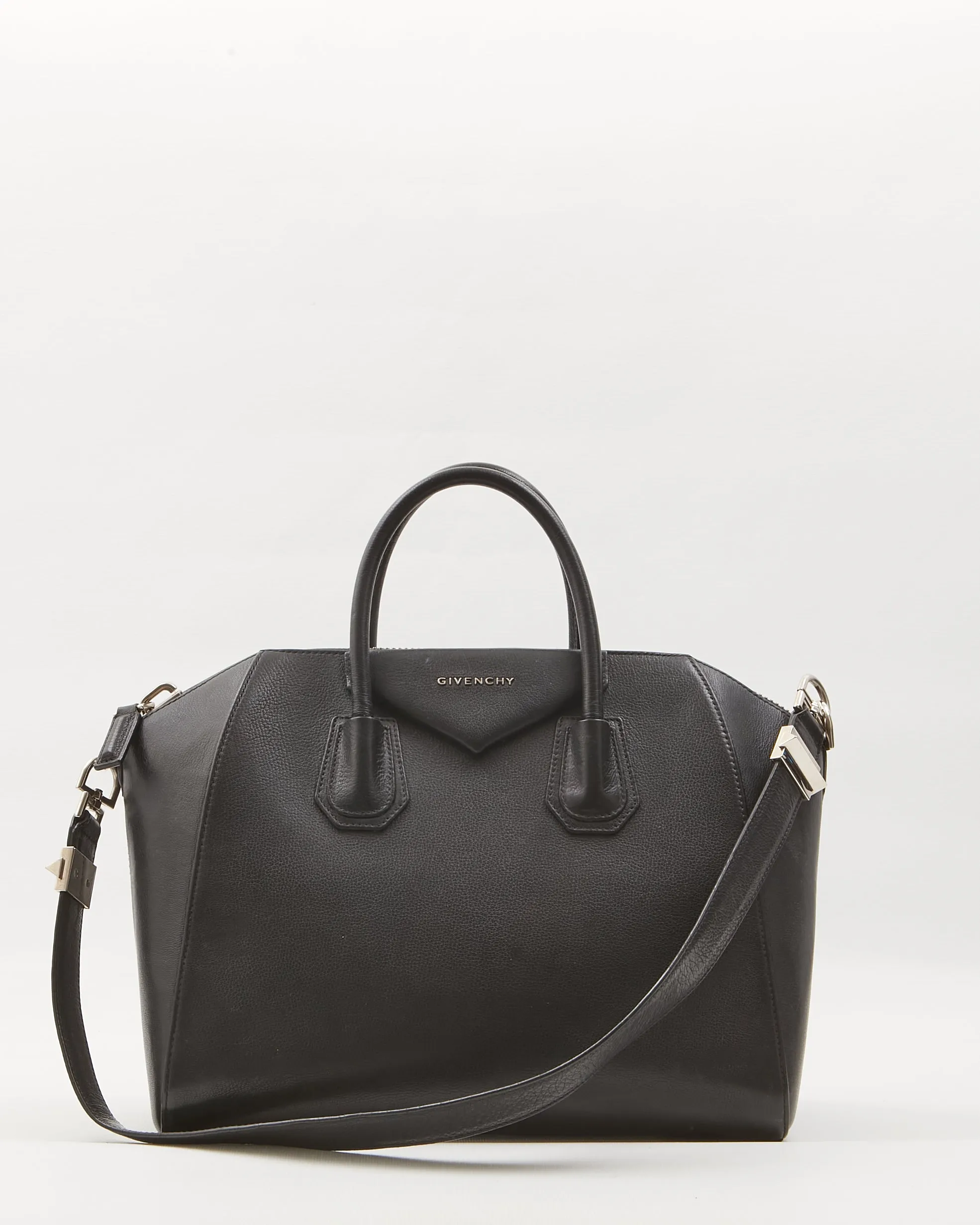 Givenchy Black Grained Leather Medium Antigona Bag