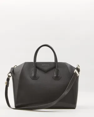 Givenchy Black Grained Leather Medium Antigona Bag