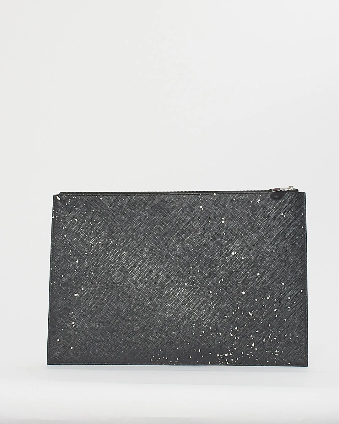 Givenchy Black Leather Paint Splatter Logo Clutch