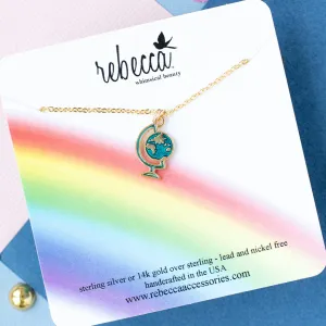 Globe Enamel Charm Pendant Necklace Children's Jewelry