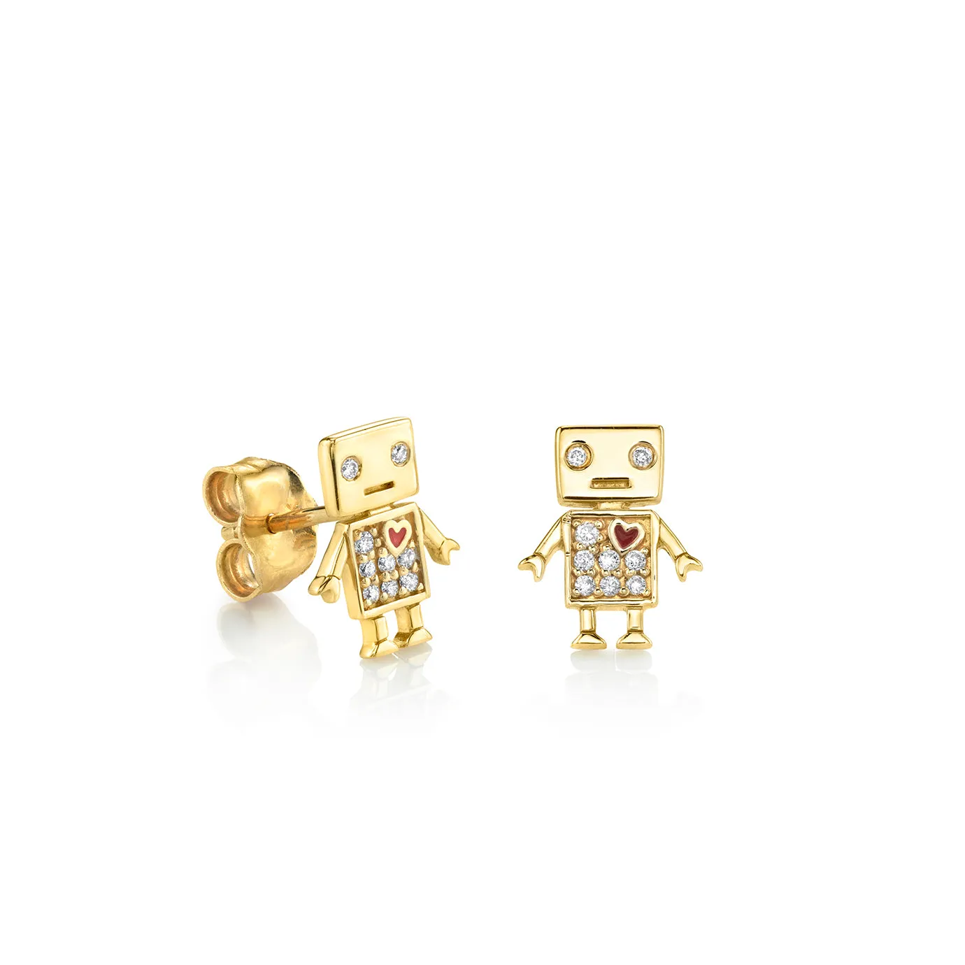 Gold & Diamond Robot Stud