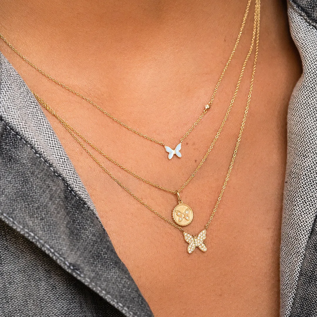 Gold & Enamel Mini Butterfly Necklace