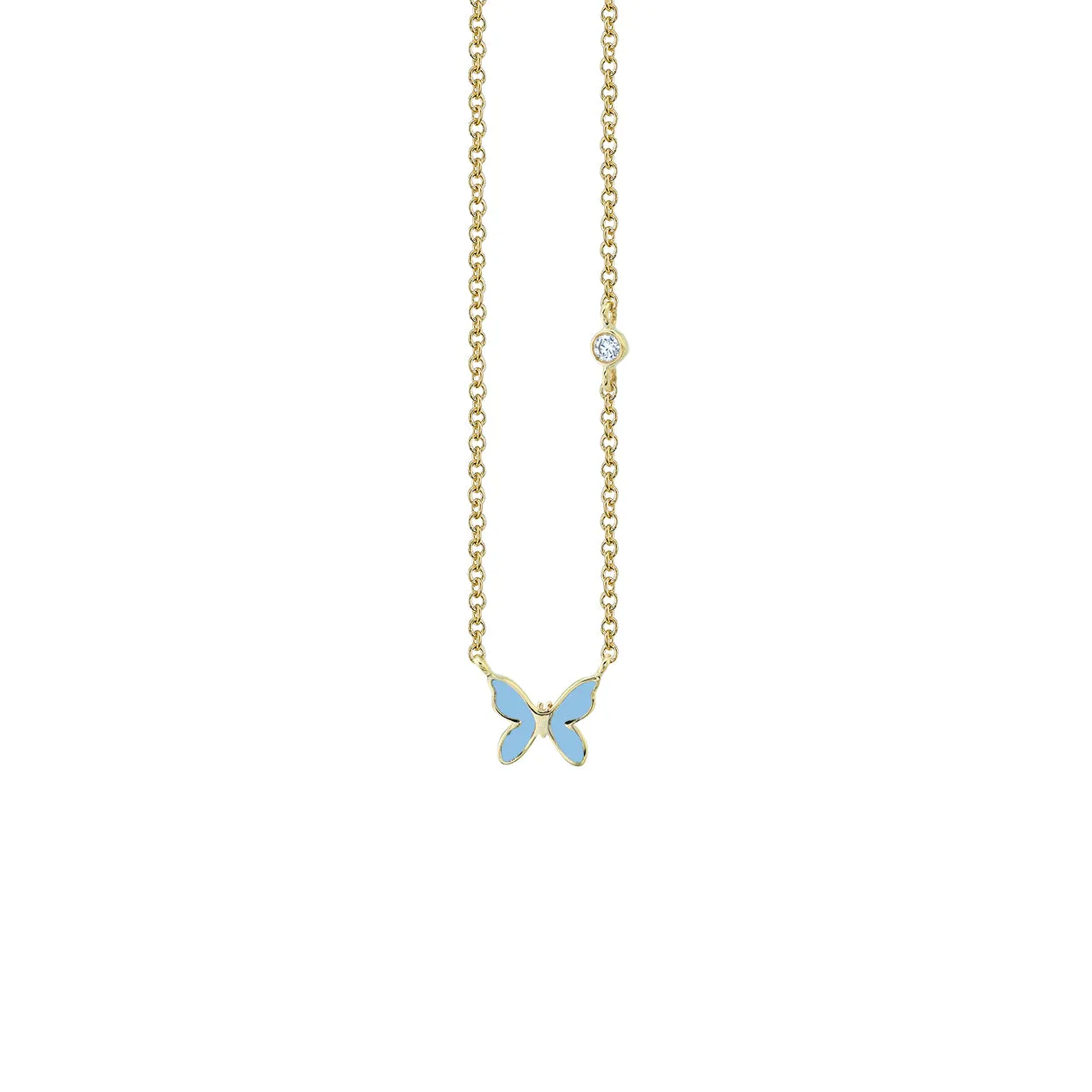 Gold & Enamel Mini Butterfly Necklace