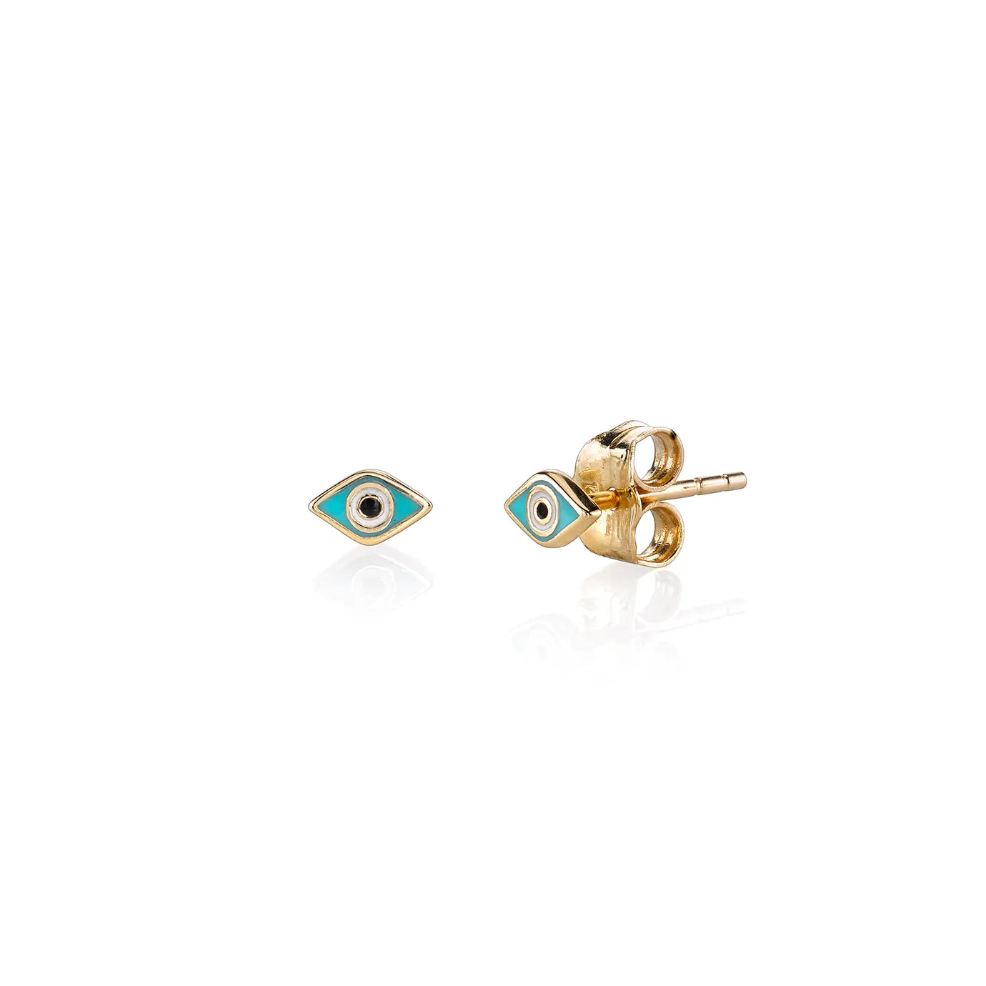 Gold & Enamel Mini Eye Stud