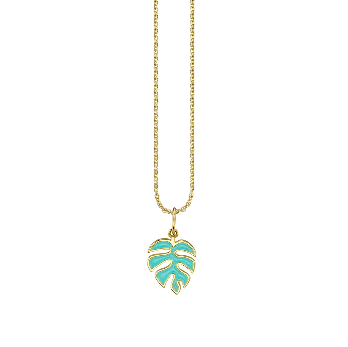 Gold & Enamel Monstera Leaf Charm