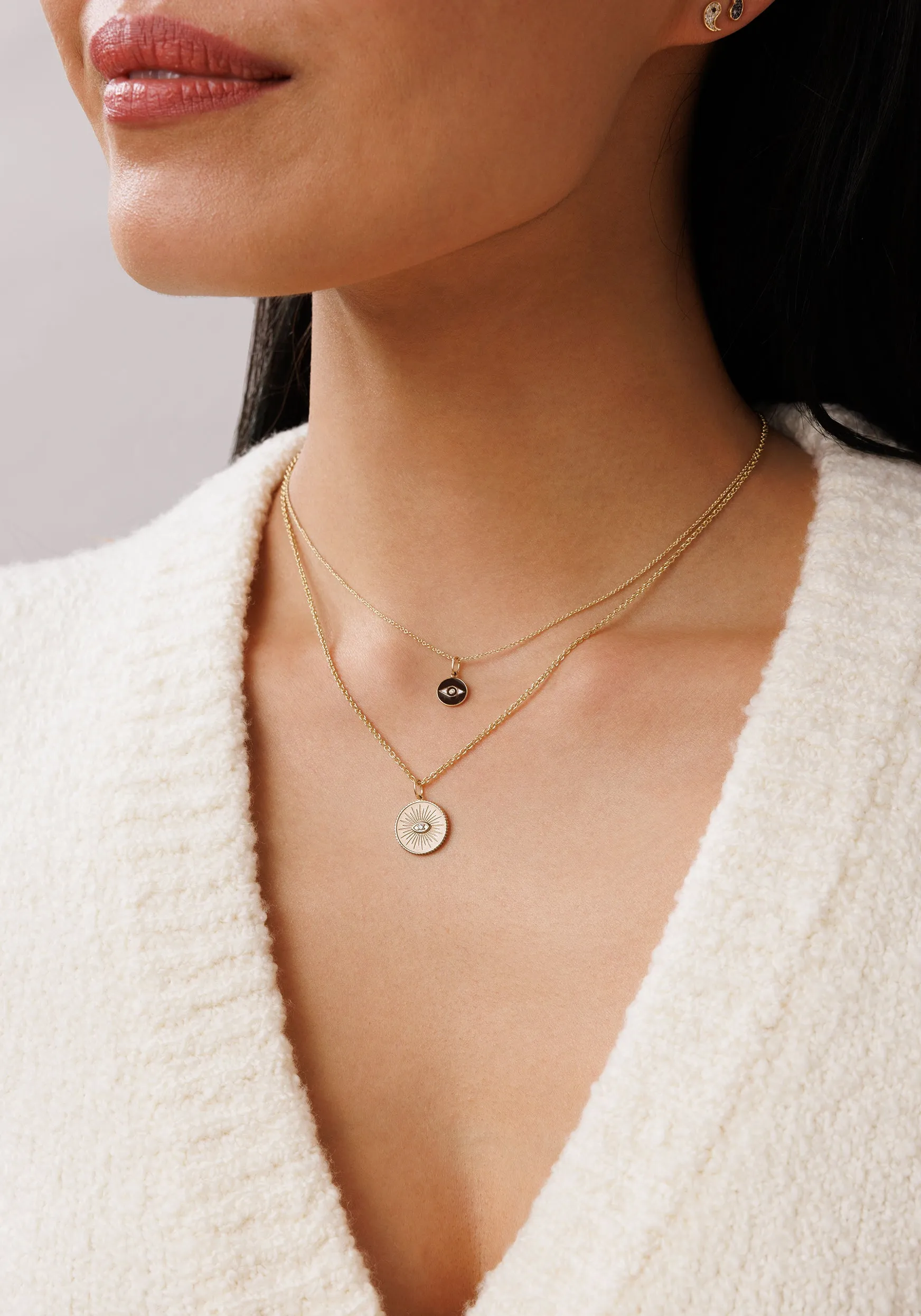 Gold & Enamel Tiny Eye Medallion Charm