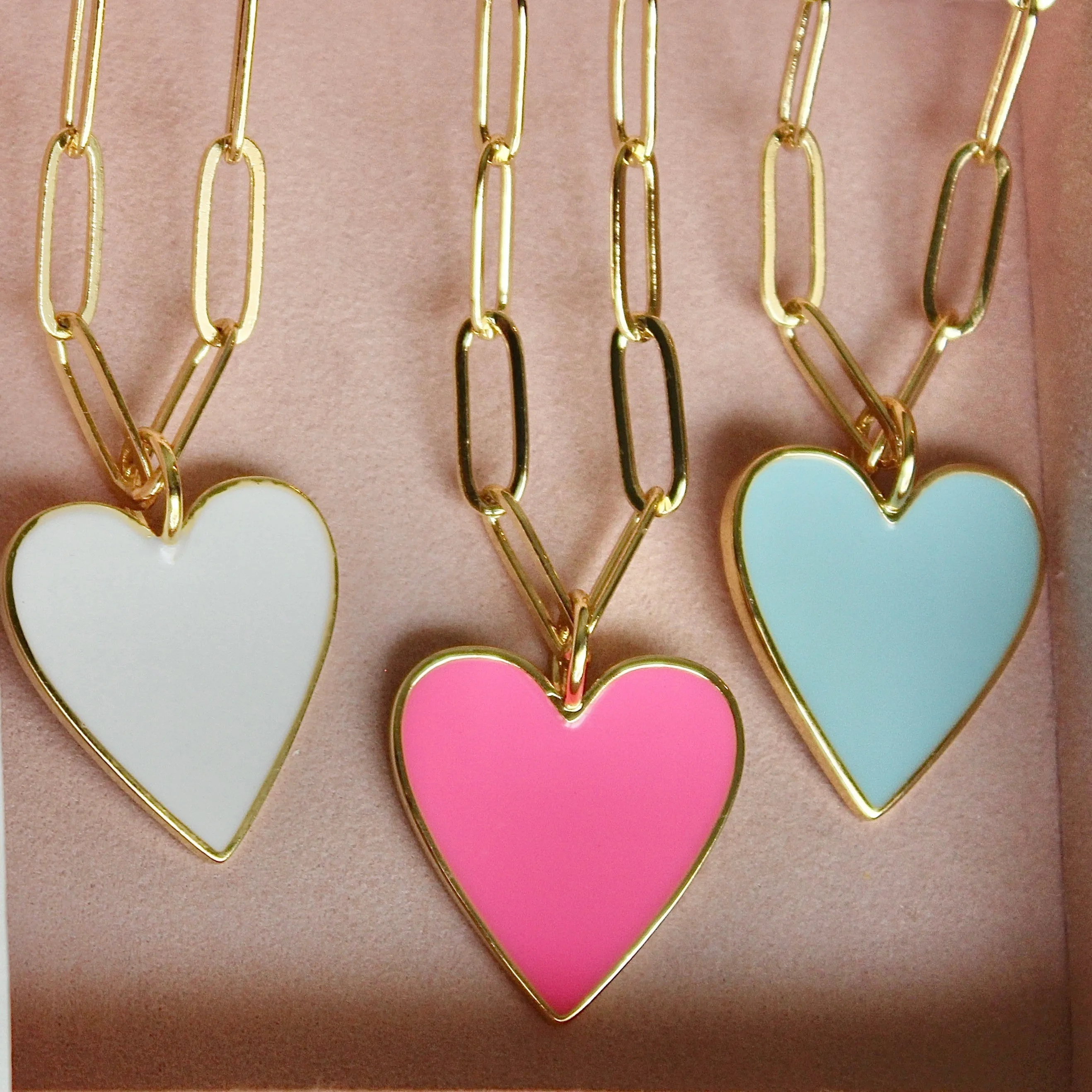 Gold-Filled Enamel Heart Necklace
