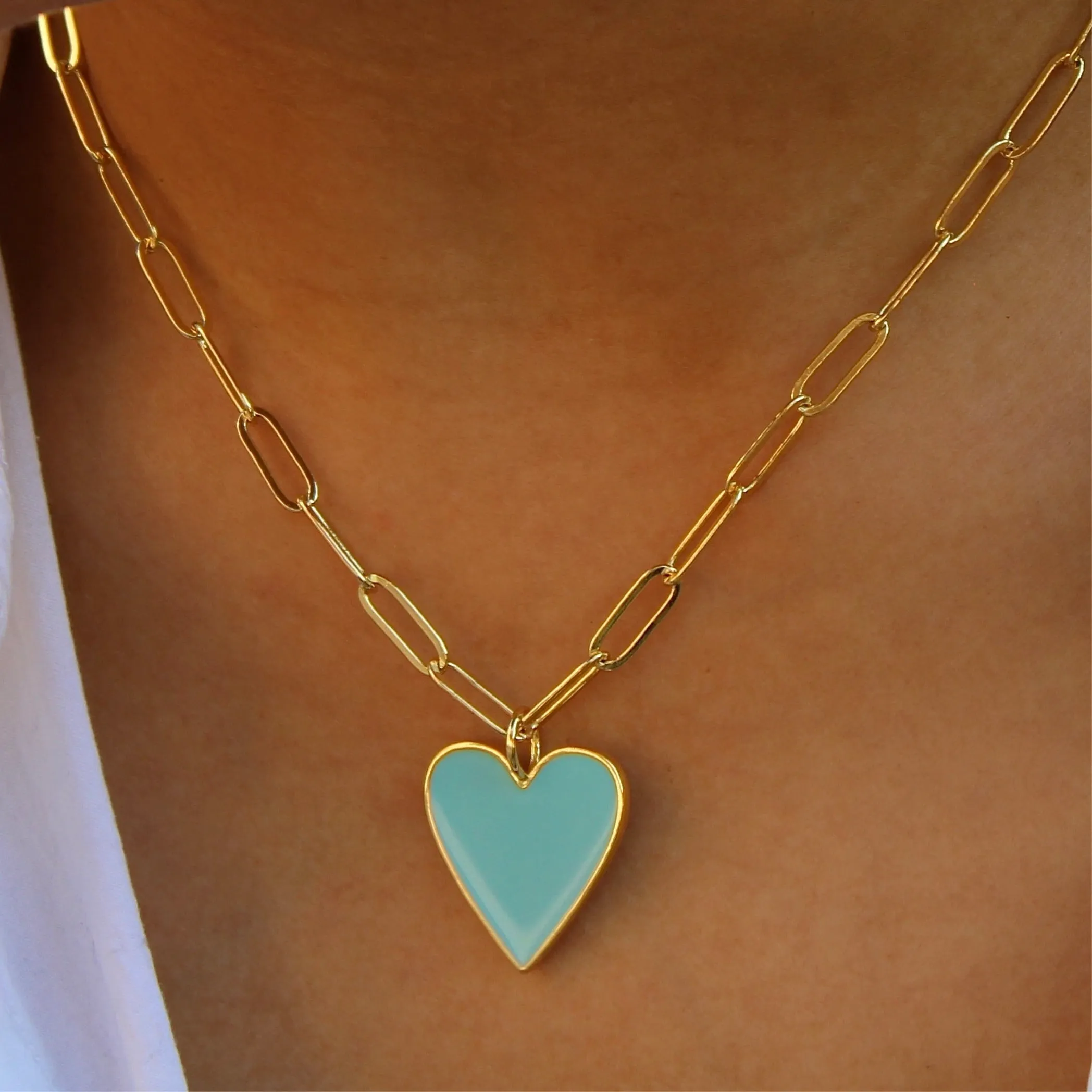 Gold-Filled Enamel Heart Necklace