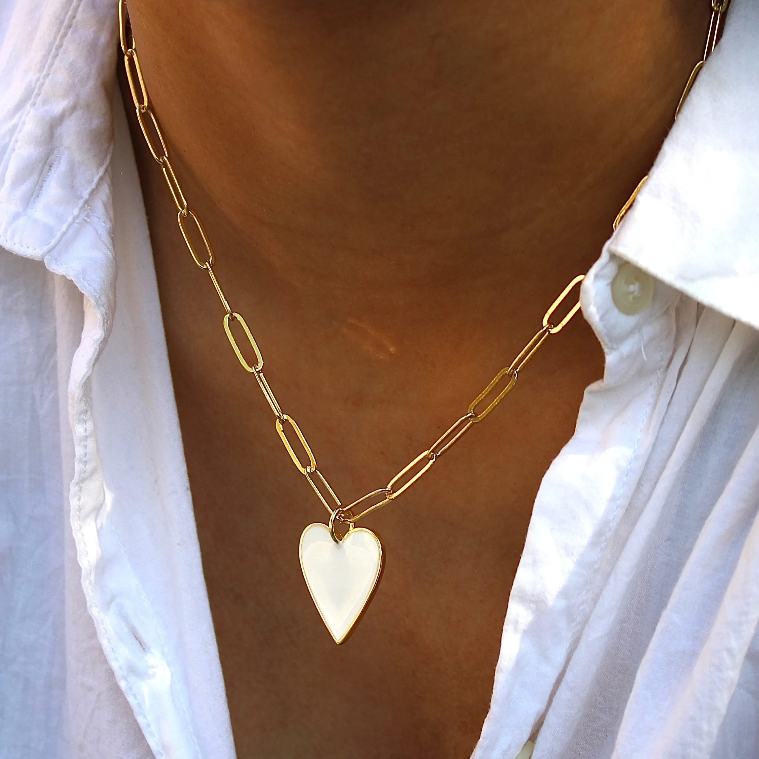 Gold-Filled Enamel Heart Necklace