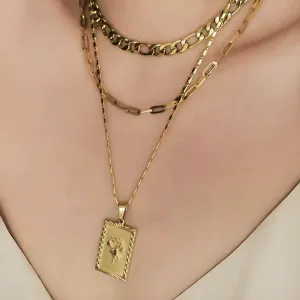 Gold Geo Floral Necklace