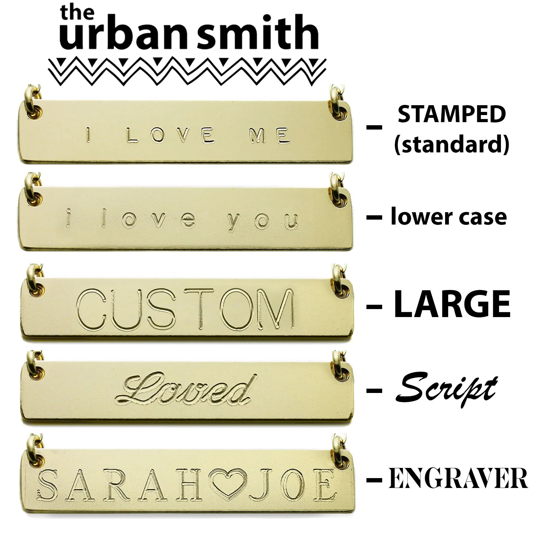 Gold Name Plate Necklace Custom 1.5"