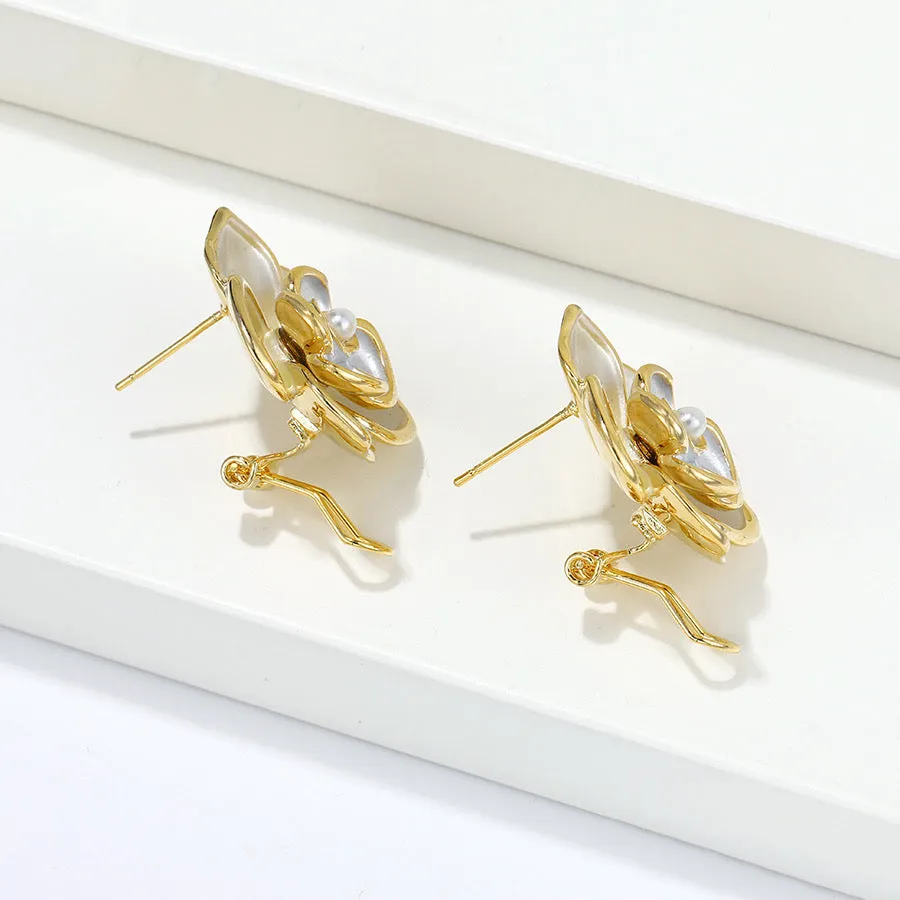 Gold Plated Multicolor Floral Earring