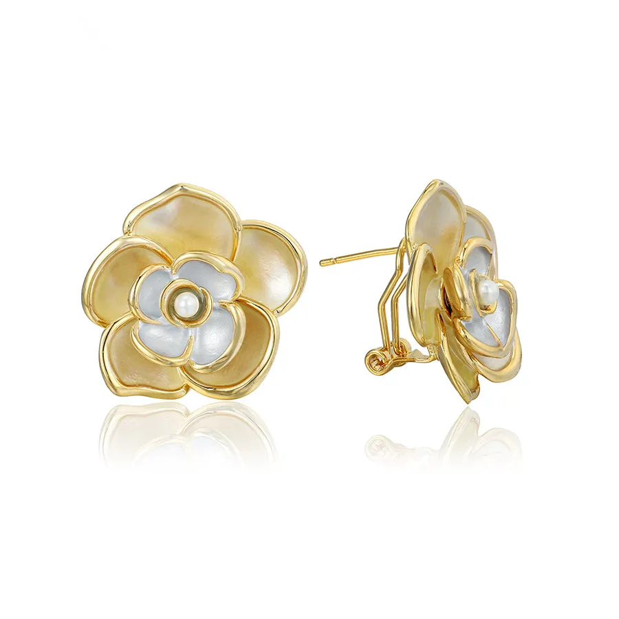 Gold Plated Multicolor Floral Earring