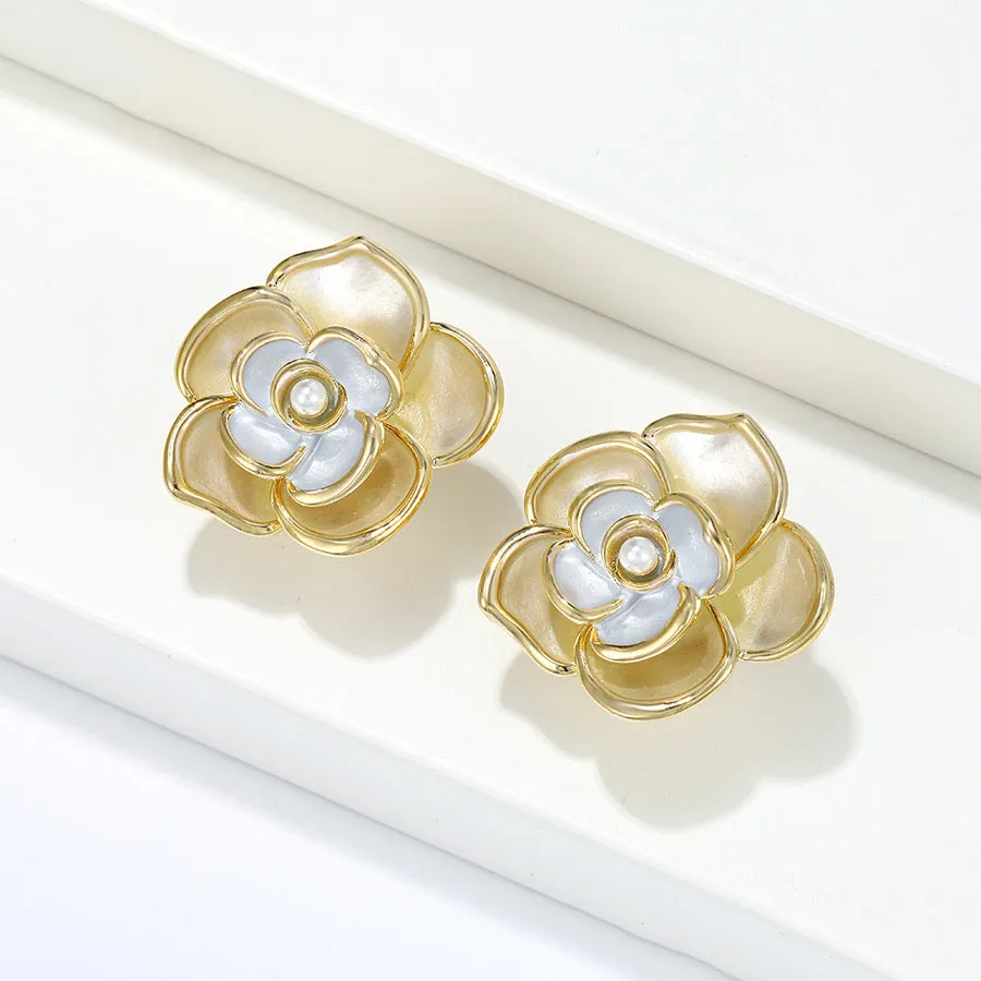 Gold Plated Multicolor Floral Earring