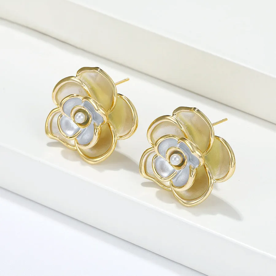 Gold Plated Multicolor Floral Earring
