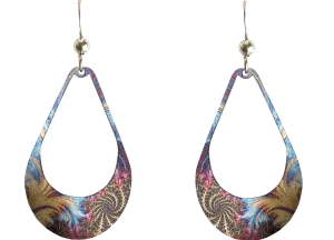 Gold Plume Open Tear Drop Earrings, Stainles Steel, Sterling Silver Earwires, Item# 2646