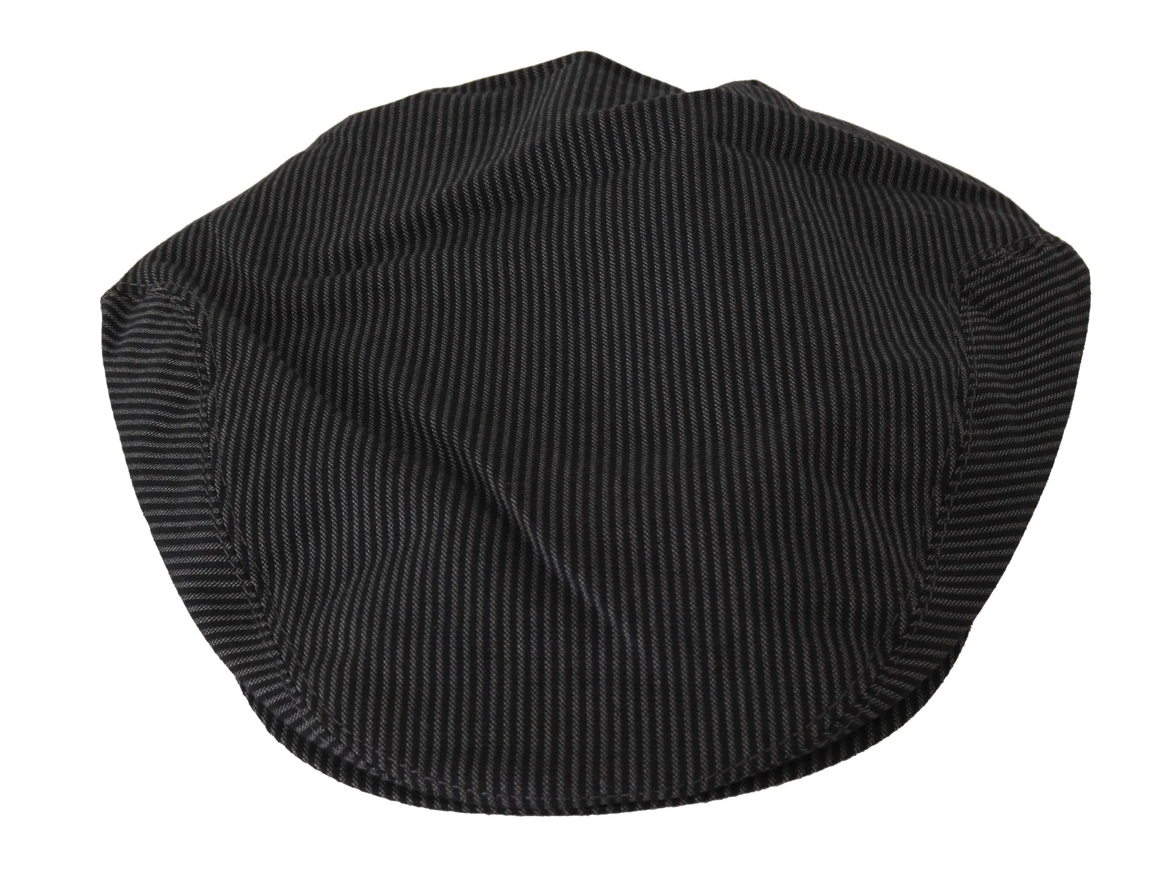 Gray Black Striped Cotton Stretch Newsboy Cap