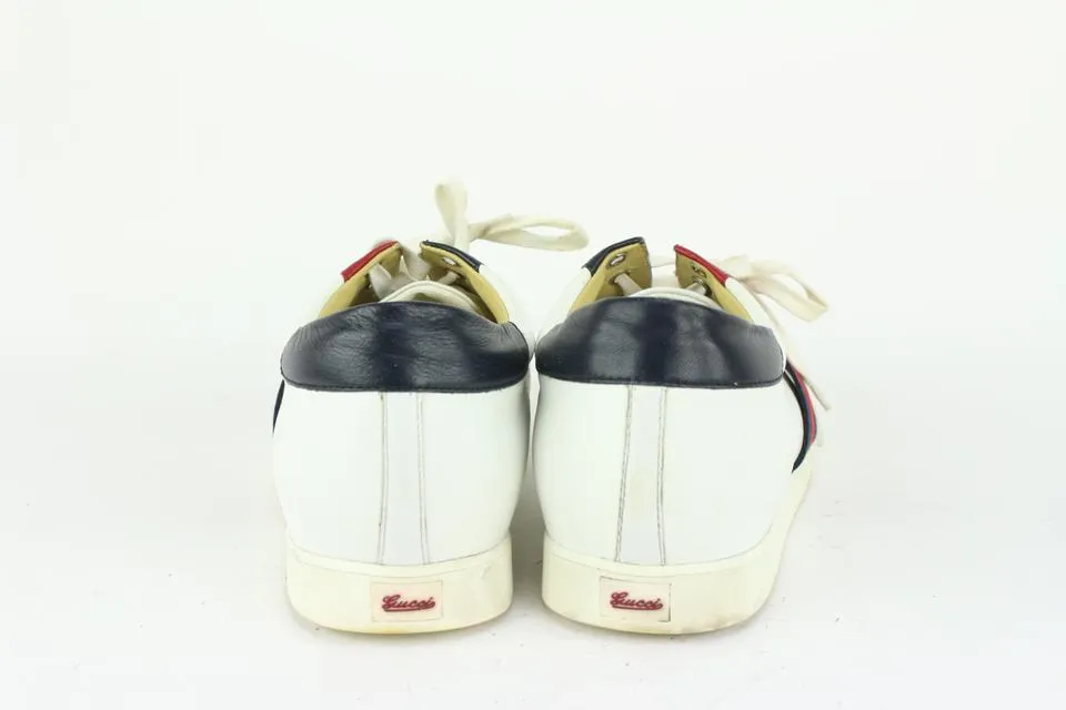 Gucci 192713 Men's US 10 Perforated LEather Web Sneaker 167ggs712