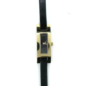 Gucci 3900L Yellow Gold Plated Black Strap Ladies Watch
