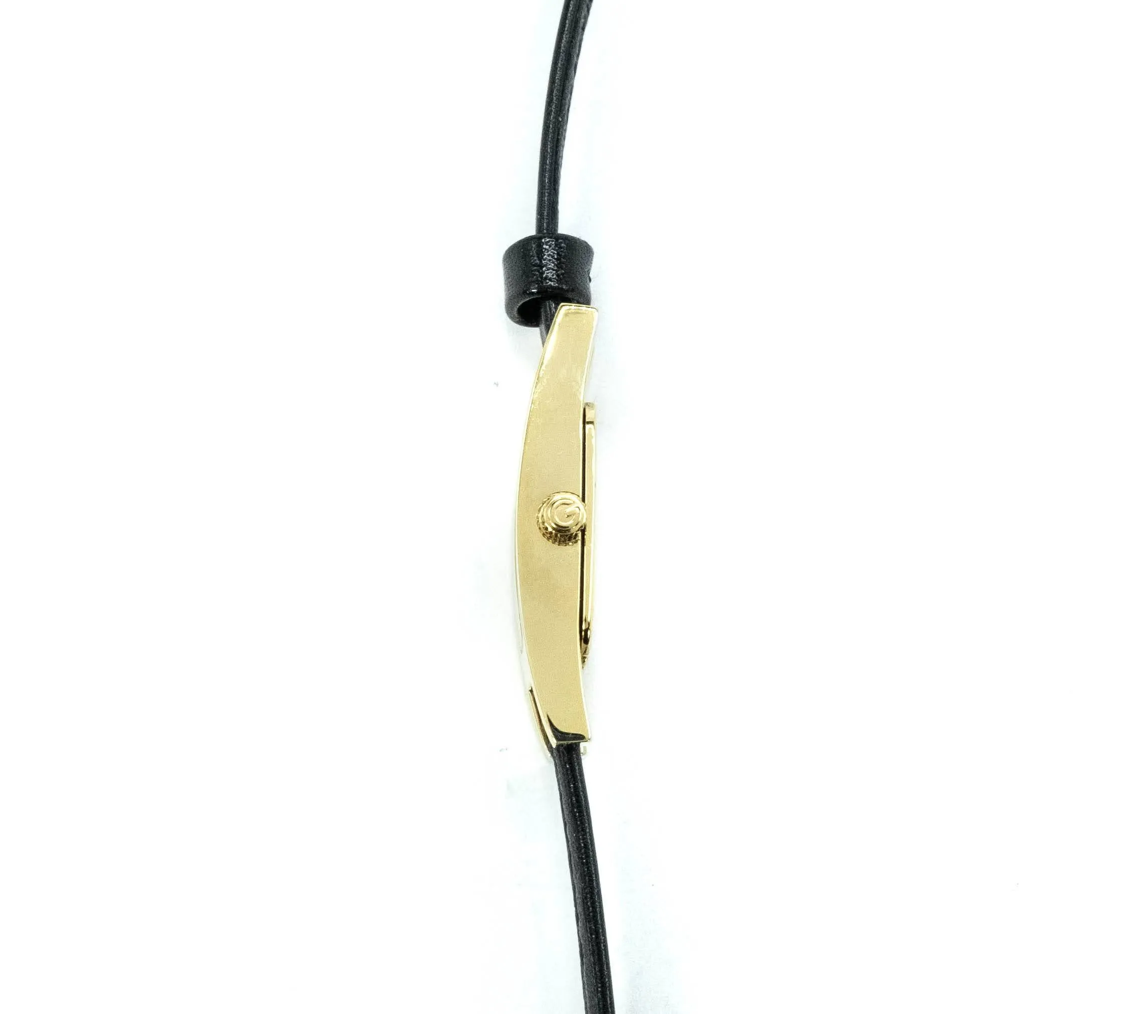 Gucci 3900L Yellow Gold Plated Black Strap Ladies Watch