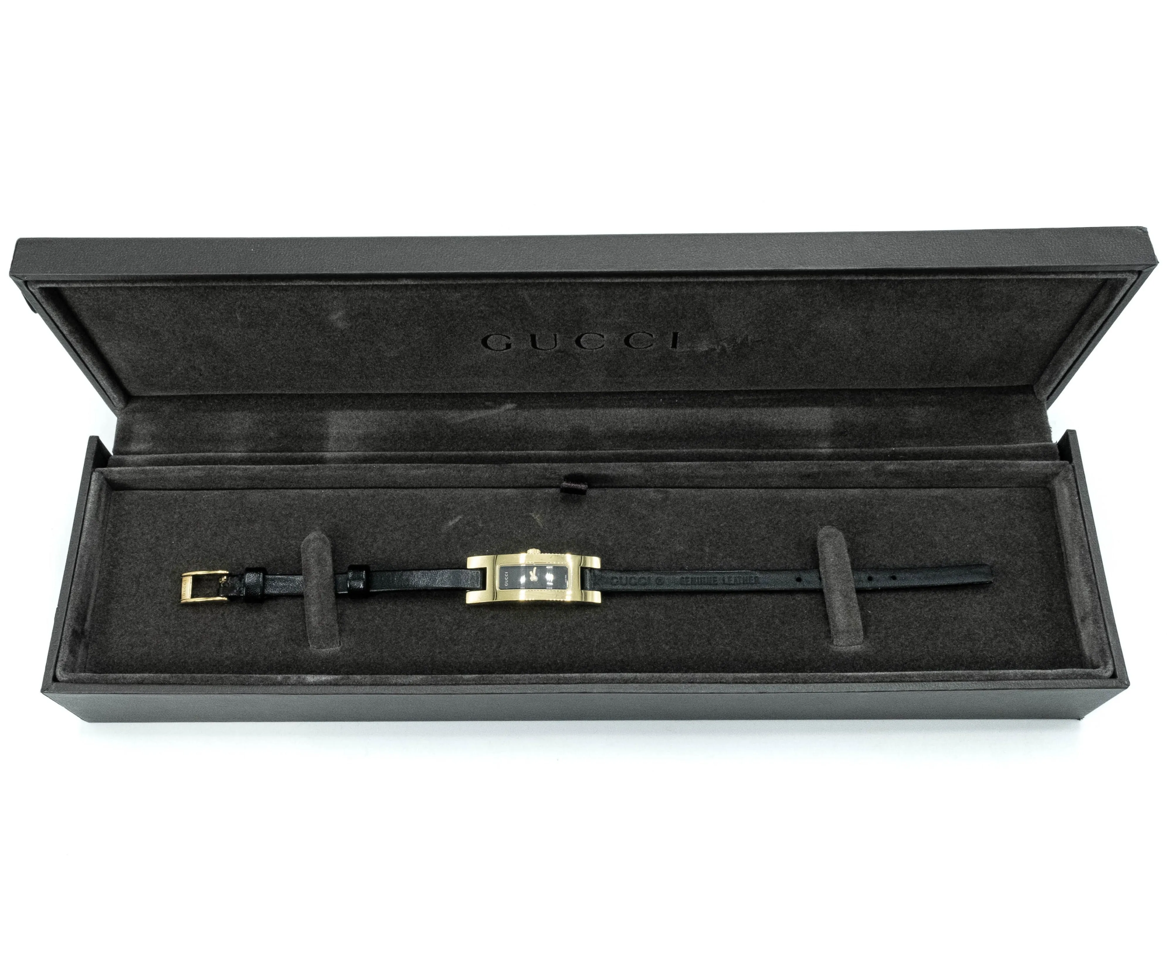 Gucci 3900L Yellow Gold Plated Black Strap Ladies Watch