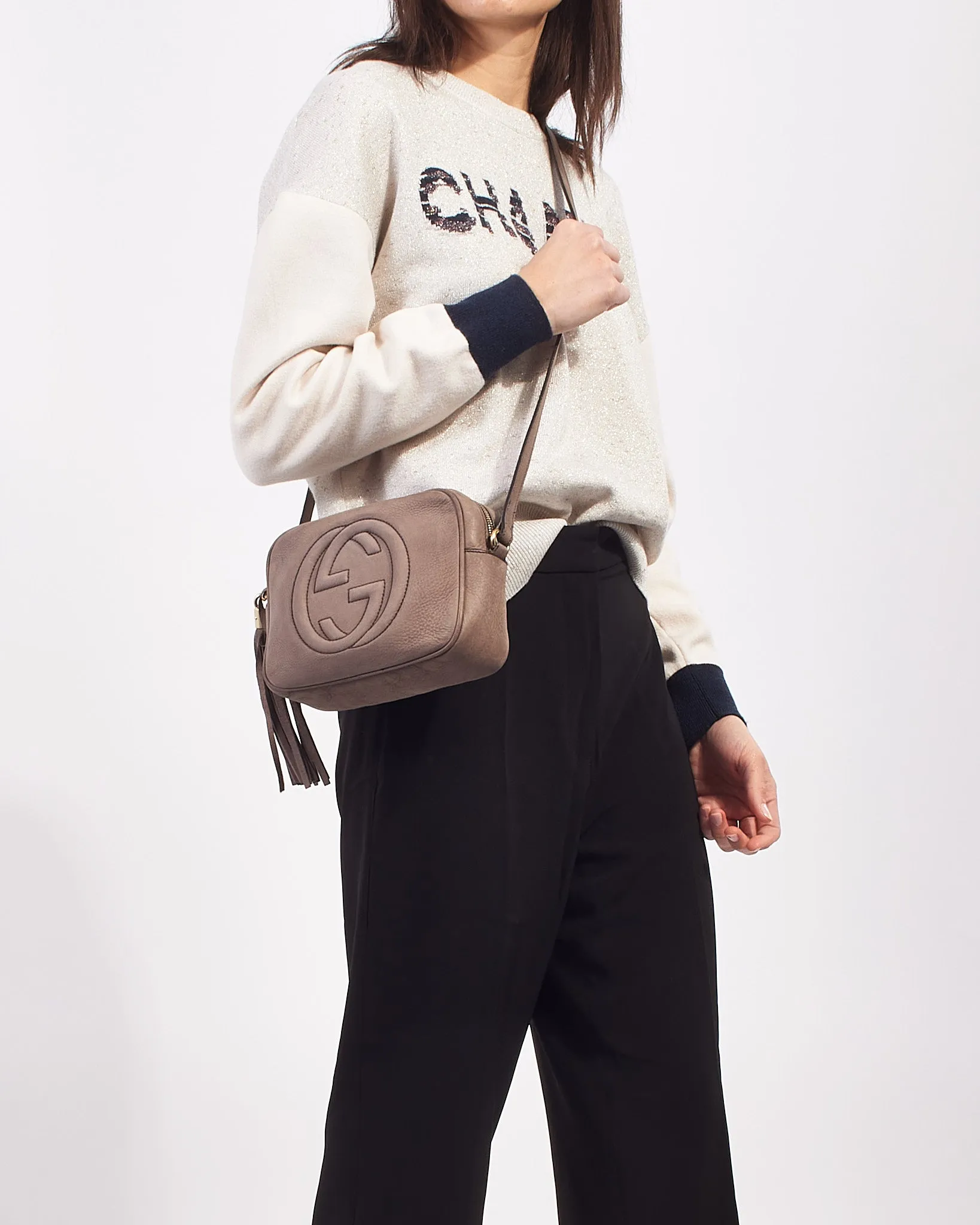 Gucci Beige Suede Leather Soho Disco Bag