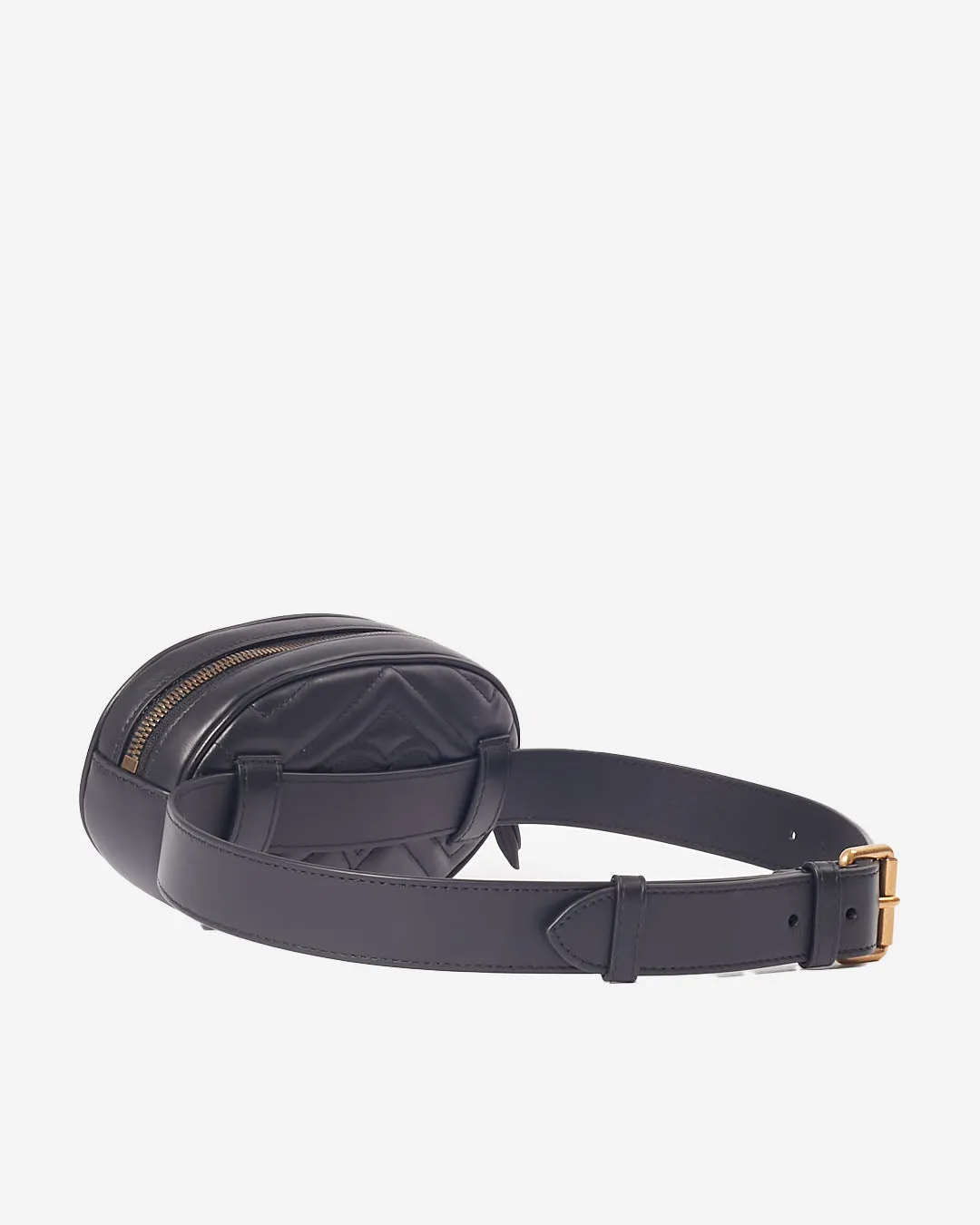 Gucci Black Chevron Leather Matelasse GG Marmont Belt Bag - 75