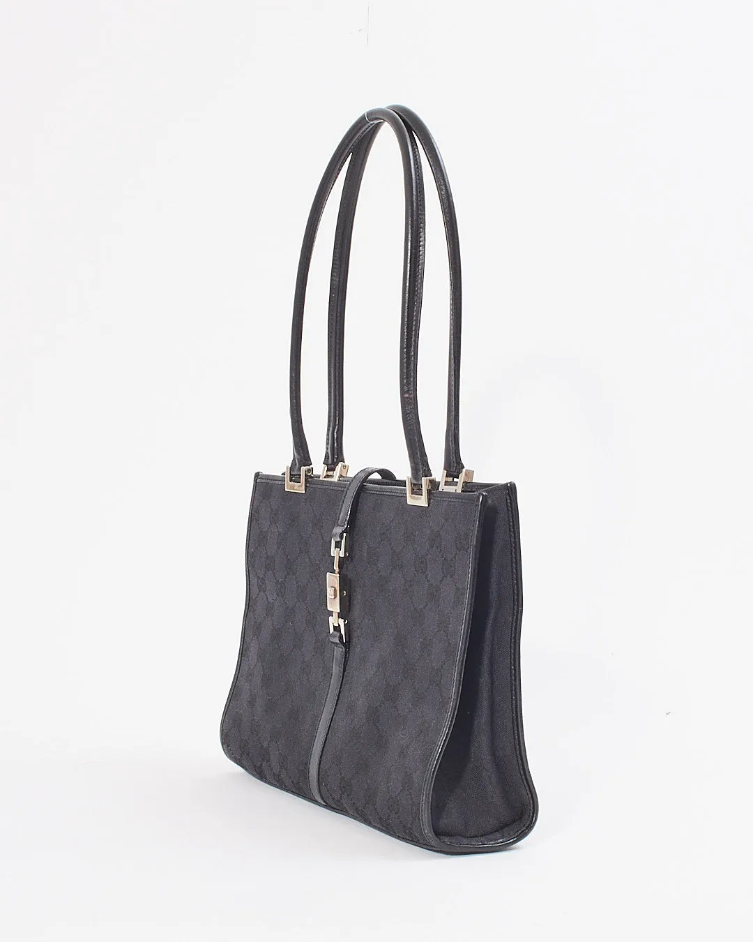 Gucci Black GG Canvas Top Handle Vintage Jackie Bag