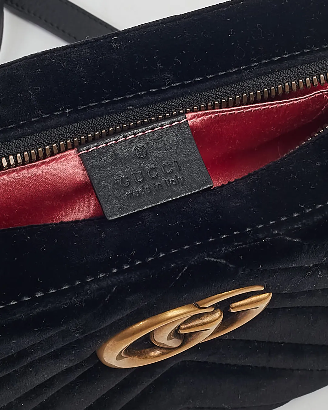 Gucci Black Velvet Small Marmont Camera Crossbody
