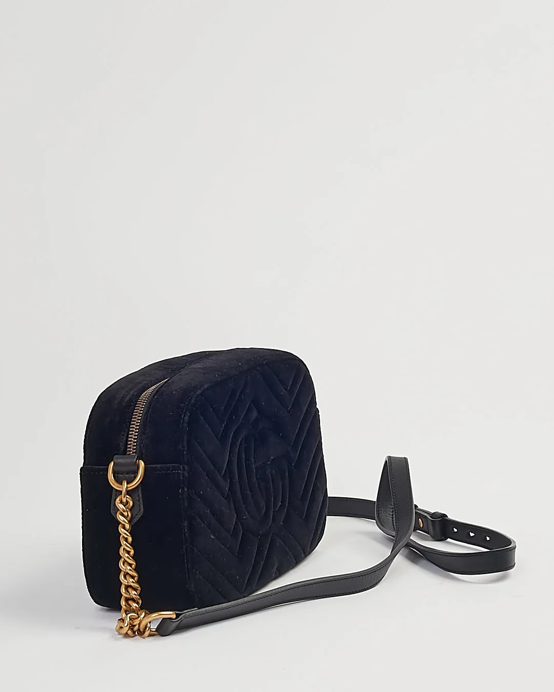 Gucci Black Velvet Small Marmont Camera Crossbody