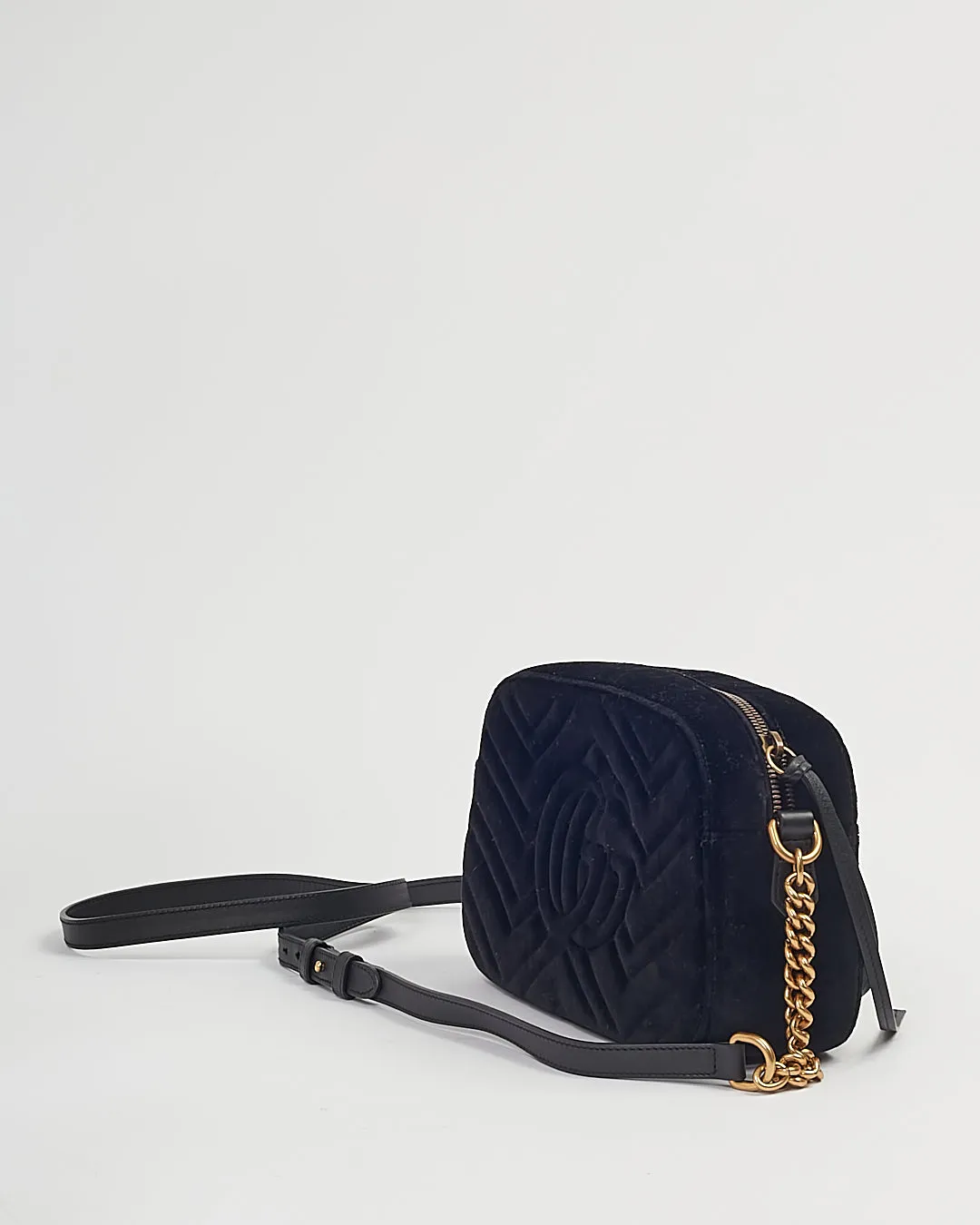 Gucci Black Velvet Small Marmont Camera Crossbody