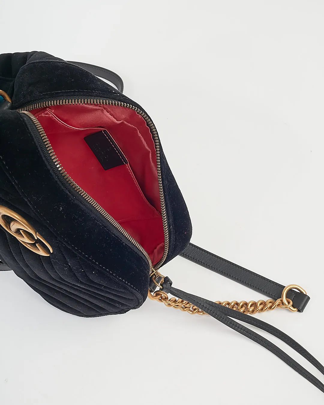 Gucci Black Velvet Small Marmont Camera Crossbody