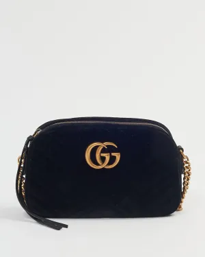 Gucci Black Velvet Small Marmont Camera Crossbody