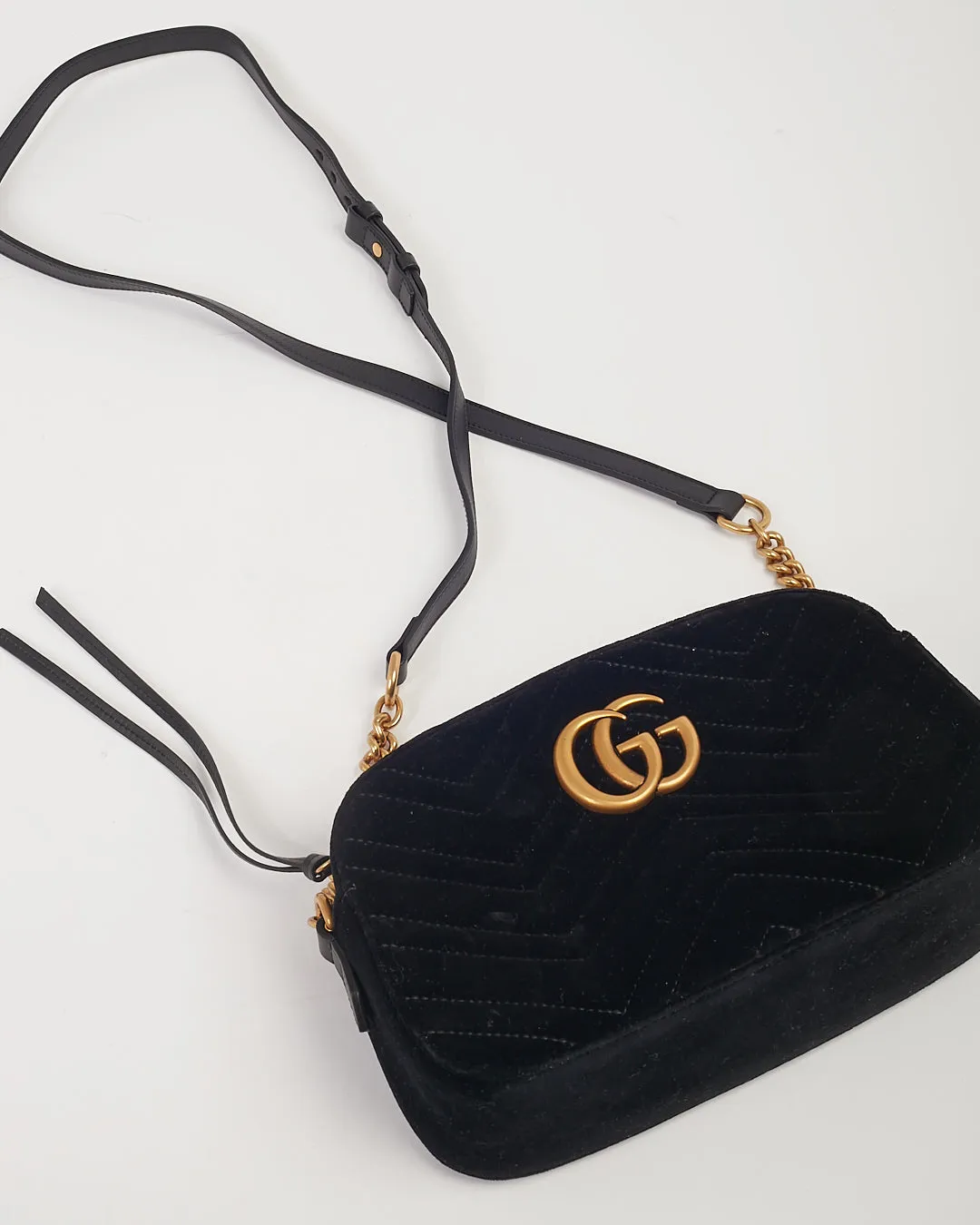 Gucci Black Velvet Small Marmont Camera Crossbody