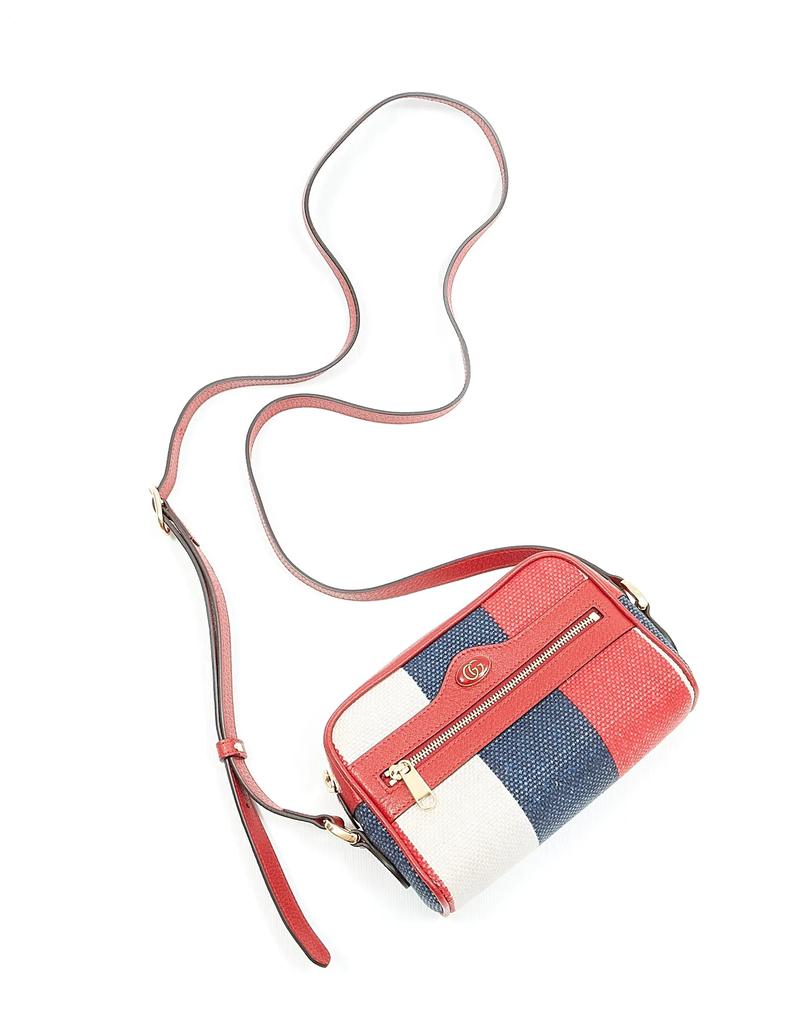 Gucci Blue/Red/White Web Canvas Mini Sylvie Ophidia Bag