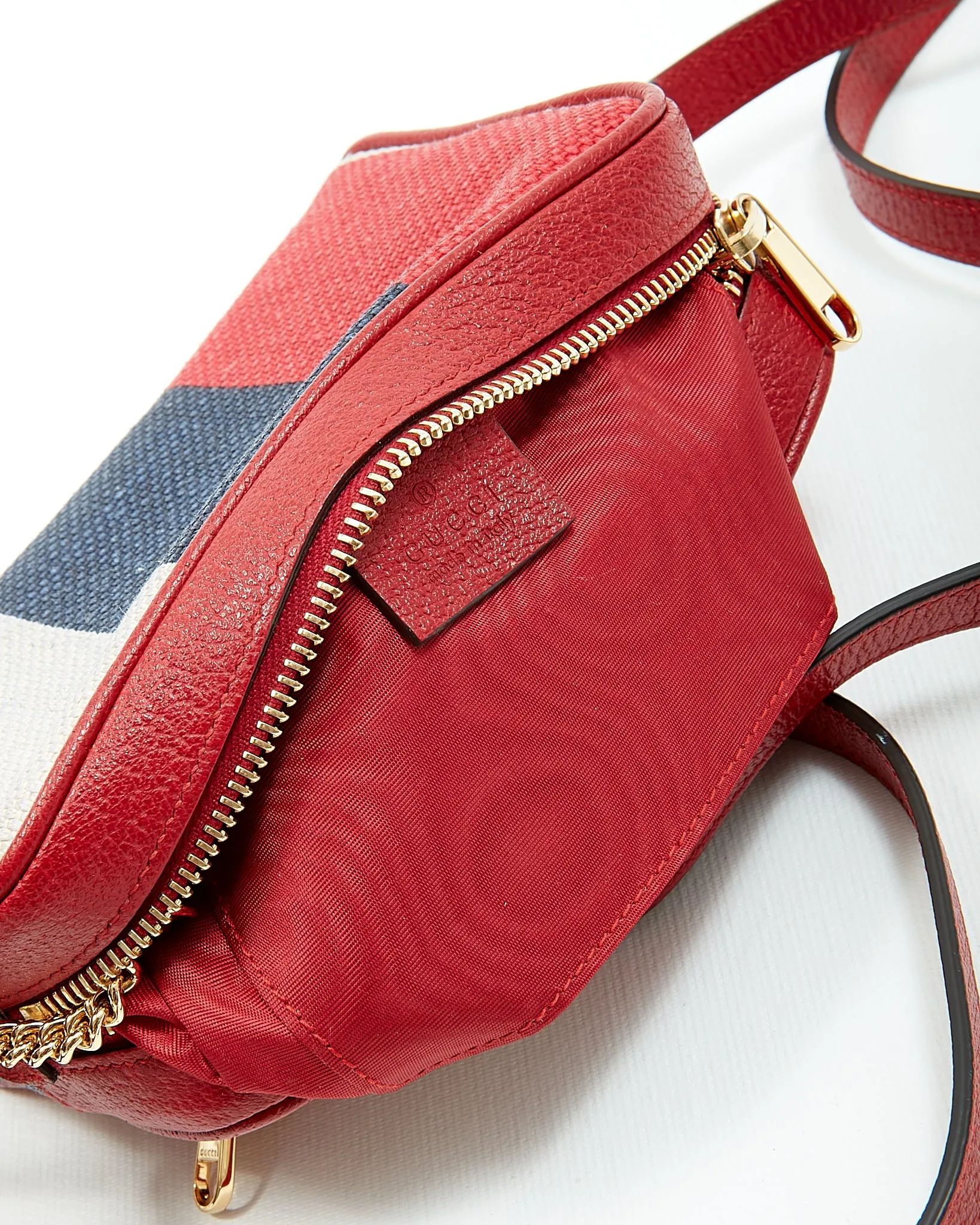 Gucci Blue/Red/White Web Canvas Mini Sylvie Ophidia Bag